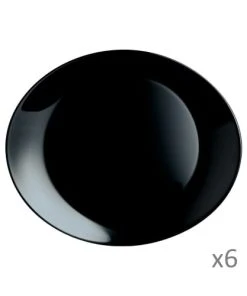 Luminarc 6 Assiettes à Steak Noires