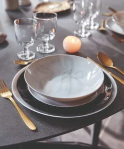 Luminarc 6 Assiettes Creuses Grises Effet Marbré 20cm -Chef&Sommelier-boutique 6 assiettes creuses grises effet marbre 20cm 2