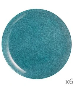 Luminarc 6 Assiettes Plates Icy Blue 26cm
