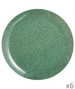 Luminarc 6 Assiettes Plates Mindy Green 26cm