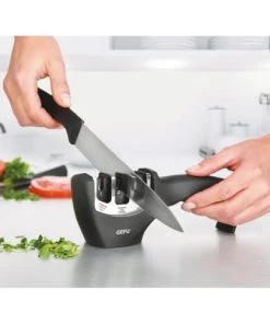 GEFU Aiguiseur Triple En Céramique Argent -Chef&Sommelier-boutique aiguiseur triple en ceramique argent 1