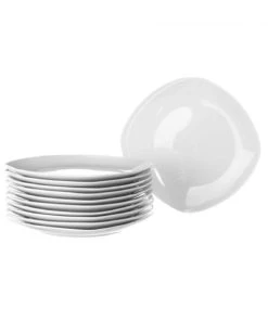 Wadiga Assiette à Dessert Carrée En Porcelaine Blanche - Lot De 12