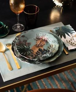 Maisons Du Monde Assiette à Dessert En Faïence Multicolore Motif Tropical Et Lynx - Lot De 6 -Chef&Sommelier-boutique assiette a dessert en faience multicolore motif tropical et lynx 1000 15 20 217853 4