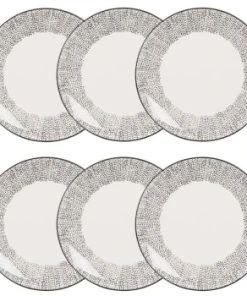 Maisons Du Monde Assiette à Dessert En Grès Blanc Motifs à Rayures - Lot De 6 -Chef&Sommelier-boutique assiette a dessert en gres blanc motifs a pois meko1 1000 3 1 173267 4