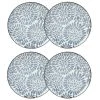 Maisons Du Monde Assiette à Dessert En Grès Blanc Motifs Graphiques Bleus - Lot De 4