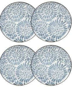 Maisons Du Monde Assiette à Dessert En Grès Imprimé Traits Bleus - Lot De 4 -Chef&Sommelier-boutique assiette a dessert en gres blanc motifs graphiques bleus ischia 1000 0 6 193239 4