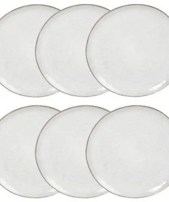 Maisons Du Monde Assiette à Dessert En Grès Gris Clair - Lot De 6