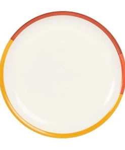 Maisons Du Monde Assiette à Dessert En Grès Jaune, Rouge, Et Beige - Lot De 6
