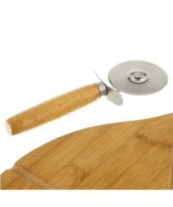 Wadiga Assiette à Pizza En Bambou Avec Roulette à Découper D32cm -Chef&Sommelier-boutique assiette a pizza en bambou avec roulette a decouper d32cm 3