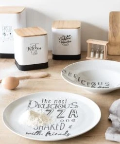 Maisons Du Monde Assiette à Pizza En Porcelaine Blanche Imprimée - Lot De 6 -Chef&Sommelier-boutique assiette a pizza en porcelaine blanche imprimee 1000 6 9 173644 2