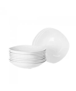 Wadiga Assiette à Soupe Carrée En Porcelaine Blanche - Lot De 12