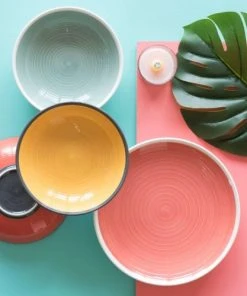 Maisons Du Monde Assiette Creuse En Faïence Jaune Et Verte - Lot De 2 -Chef&Sommelier-boutique assiette creuse en faience jaune et verte 1000 6 25 180835 3