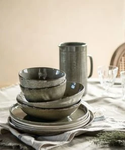 Maisons Du Monde Assiette Creuse En Grès Vert - Lot De 6 -Chef&Sommelier-boutique assiette creuse en gres vert 1000 2 26 216752 5