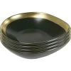 Kare Design Assiette Creuse En Grès Vert Foncé Et Doré D19 - Lot De 4 -Chef&Sommelier-boutique assiette creuse en gres vert fonce et dore d19 lot de 4