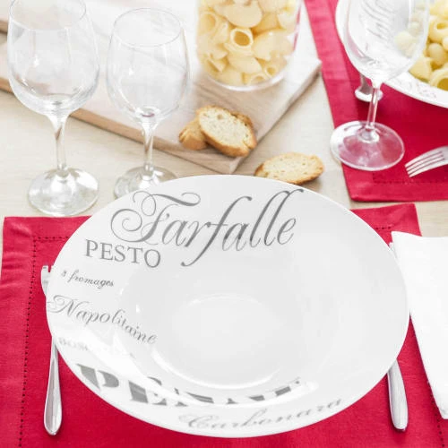 Maisons Du Monde Assiette Creuse En Porcelaine Blanche Imprimé Gris - Lot De 6 6 Maisons Du Monde Assiette Creuse En Porcelaine Blanche Imprimé Gris - Lot De 6 – Image 4