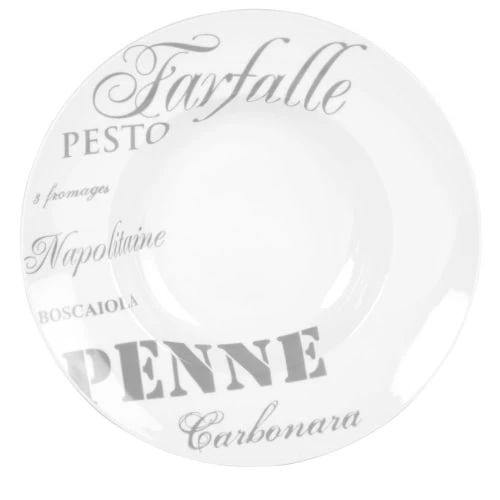 Maisons Du Monde Assiette Creuse En Porcelaine Blanche Imprimé Gris - Lot De 6 4 Maisons Du Monde Assiette Creuse En Porcelaine Blanche Imprimé Gris - Lot De 6 – Image 2
