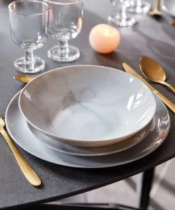 Luminarc Assiette Creuse Grise Effet Marbré 20 Cm -Chef&Sommelier-boutique assiette creuse grise effet marbre 20 cm 1