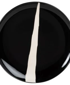Maisons Du Monde Assiette De Présentation En Grès Noir Et Trait Blanc