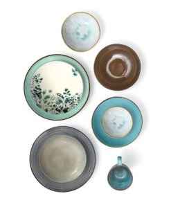 Medard De Noblat Assiette Dessert En Grès Blanc/Vert -Chef&Sommelier-boutique assiette dessert en gres blanc vert 3