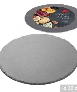 Wadiga Assiette En Ardoise Ronde D30cm -Chef&Sommelier-boutique assiette en ardoise ronde d30cm 2