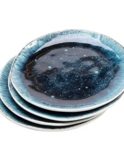 Kare Design Assiette En Grès Bleu D21 - Lot De 4