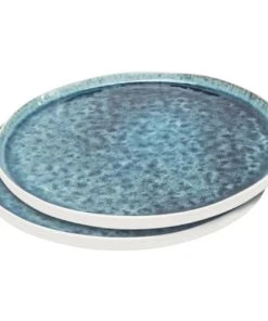 Kare Design Assiette En Grès Bleu D27 - Lot De 2