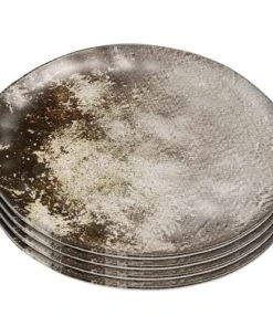 Kare Design Assiette Plate En Céramique Marron Et Beige D20 - Lot De 4