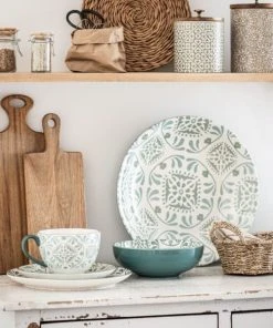 Maisons Du Monde Assiette Plate En Grès Blanc à Motifs Bleus Et Gris - Lot De 6 -Chef&Sommelier-boutique assiette plate en gres blanc a motifs bleus et gris 1000 11 17 212766 2