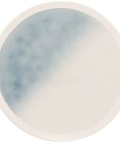 Maisons Du Monde Assiette Plate En Grès Blanc Et Bleu