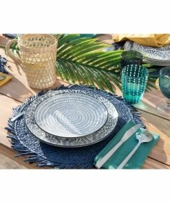 Maisons Du Monde Assiette Plate En Grès Blanc Motifs Graphiques Bleus - Lot De 4 -Chef&Sommelier-boutique assiette plate en gres blanc motifs graphiques bleus 1000 16 5 193238 2