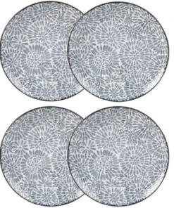 Maisons Du Monde Assiette Plate En Grès Blanc Motifs Graphiques Bleus - Lot De 4 -Chef&Sommelier-boutique assiette plate en gres blanc motifs graphiques bleus ischia 1000 16 5 193238 4