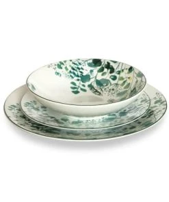 Medard De Noblat Assiette Plate En Grès Blanc/Vert -Chef&Sommelier-boutique assiette plate en gres blanc vert 1