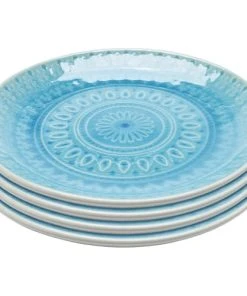 Kare Design Assiette Plate En Grès Bleu D21 - Lot De 4