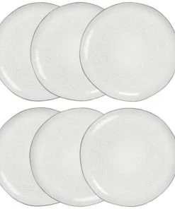 Maisons Du Monde Assiette Plate En Grès Gris Clair - Lot De 6