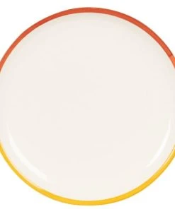 Maisons Du Monde Assiette Plate En Grès Jaune, Rouge, Et Beige