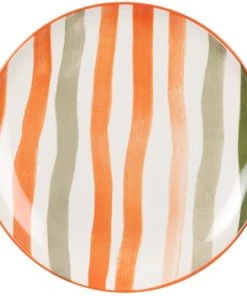 Maisons Du Monde Assiette Plate En Grès Motifs Traits Multicolores