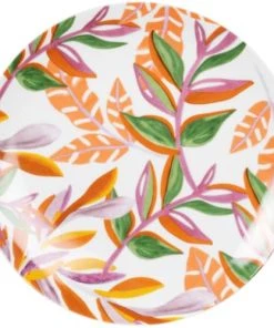 Maisons Du Monde Assiette Plate En Porcelaine Motif Végétal Multicolore - Lot De 6