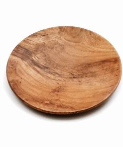 Bazar Bizar Assiette Ronde Moyenne En Bois De Teck
