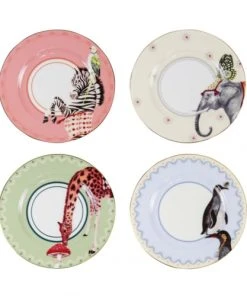 Yvonne Ellen Assiettes En Porcelaine Animaux D16cm - Lot De 4