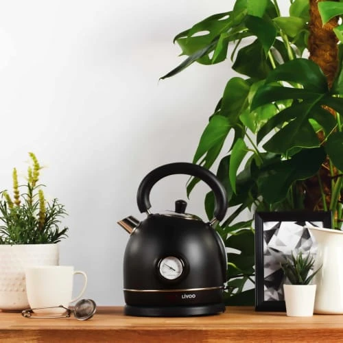 LIVOO Bouilloire Rétro Avec Thermomètre En Acier Inoxydable Noir 5 LIVOO Bouilloire Rétro Avec Thermomètre En Acier Inoxydable Noir – Image 3