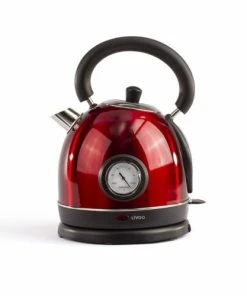 LIVOO Bouilloire Rétro Avec Thermomètre En Acier Inoxydable Rouge