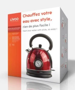 LIVOO Bouilloire Rétro Avec Thermomètre En Acier Inoxydable Rouge -Chef&Sommelier-boutique bouilloire retro avec thermometre en acier inoxydable rouge 3