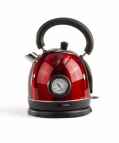 LIVOO Bouilloire Rétro Avec Thermomètre En Acier Inoxydable Rouge -Chef&Sommelier-boutique bouilloire retro avec thermometre en acier inoxydable rouge dod157