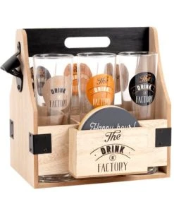 Maisons Du Monde Chopes à Bière En Verre (x6) Et Support Imprimé