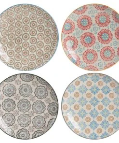 Table Passion Coffret De 4 Assiettes à Dessert 20 Cm En Grès Multicolore