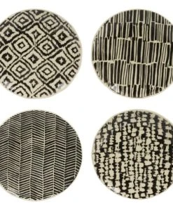 Table Passion Coffret De 4 Assiettes à Dessert 22 Cm En Grès Noir