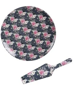 Table Passion Coffret Plat à Tarte Avec Sa Pelle 31 Cm En Porcelaine Gris