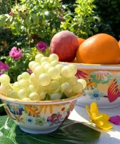 Les Jardins De La Comtesse Grand Saladier Avec Motif Perroquet Sur Dégradé Orange 25 Cm -Chef&Sommelier-boutique grand saladier avec motif perroquet sur degrade orange 25 cm 1