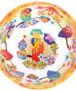 Les Jardins De La Comtesse Grand Saladier Avec Motif Perroquet Sur Dégradé Orange 25 Cm -Chef&Sommelier-boutique grand saladier avec motif perroquet sur degrade orange 25 cm 2