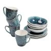Kare Design Lot 4 Mugs, 4 Assiettes Creuses, 4 Assiettes Plates En Grès Bleu -Chef&Sommelier-boutique lot 4 mugs 4 assiettes creuses 4 assiettes plates en gres bleu
